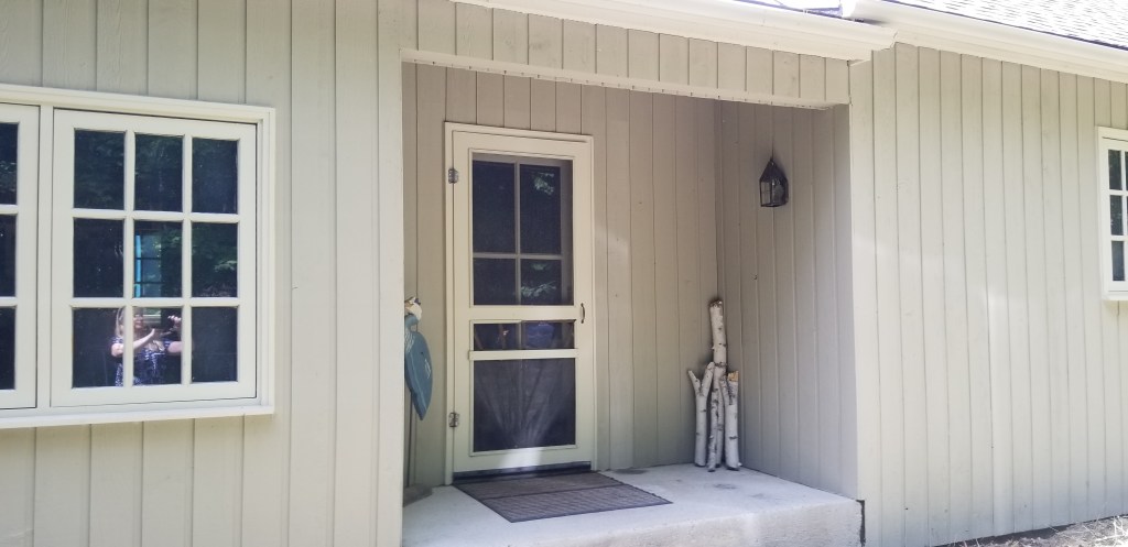 How the exterior paint colour looks on the east-facing side of our cottage.